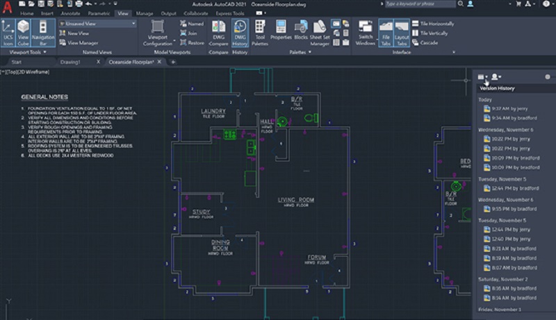 Giao diện phần mềm AutoCAD 2021